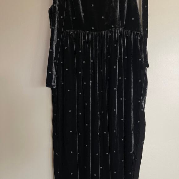 ULLA JOHNSON Minnet Jumpsuit Jet Black Size 4 Embroidered Polka Dot Velvet Chic - Picture 8 of 16